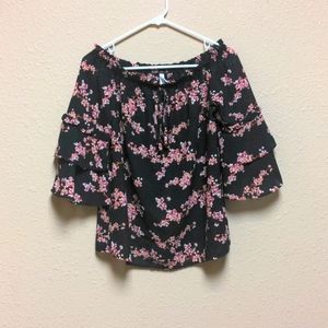 Flowy black pink floral xhilaration size xs